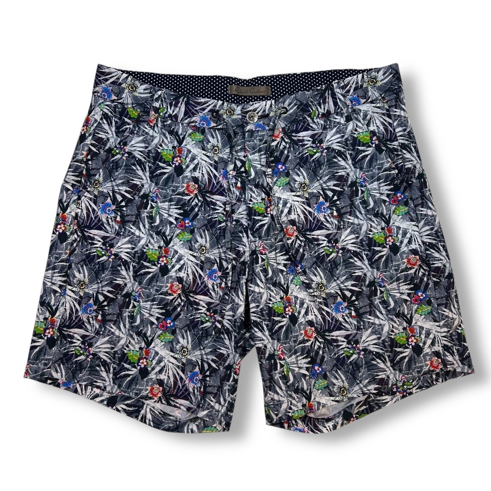 EUC Robert Graham Floral Print Hybrid Swim Shorts Classic Fit Casual Mens 34‎